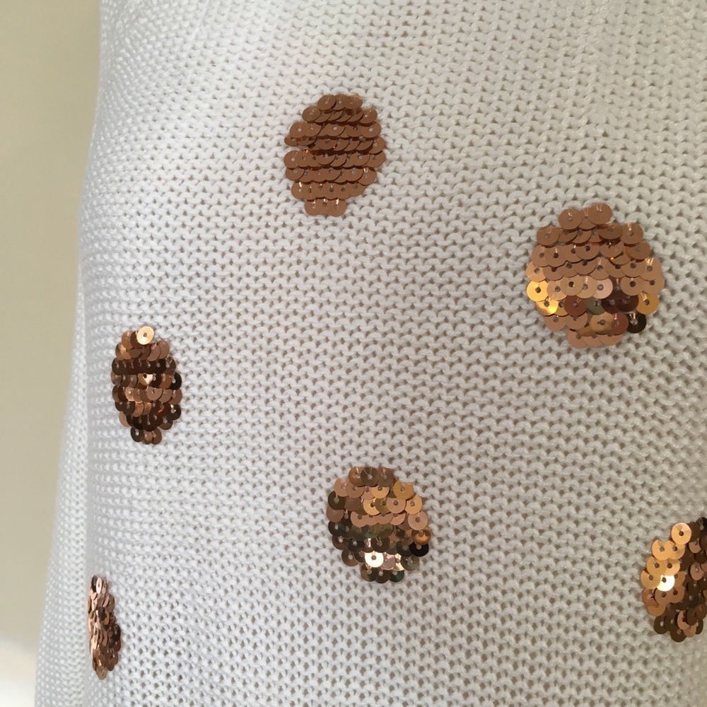 Copper Sequin High Low Chunky Knit Sweater Top - Picture 4 of 5